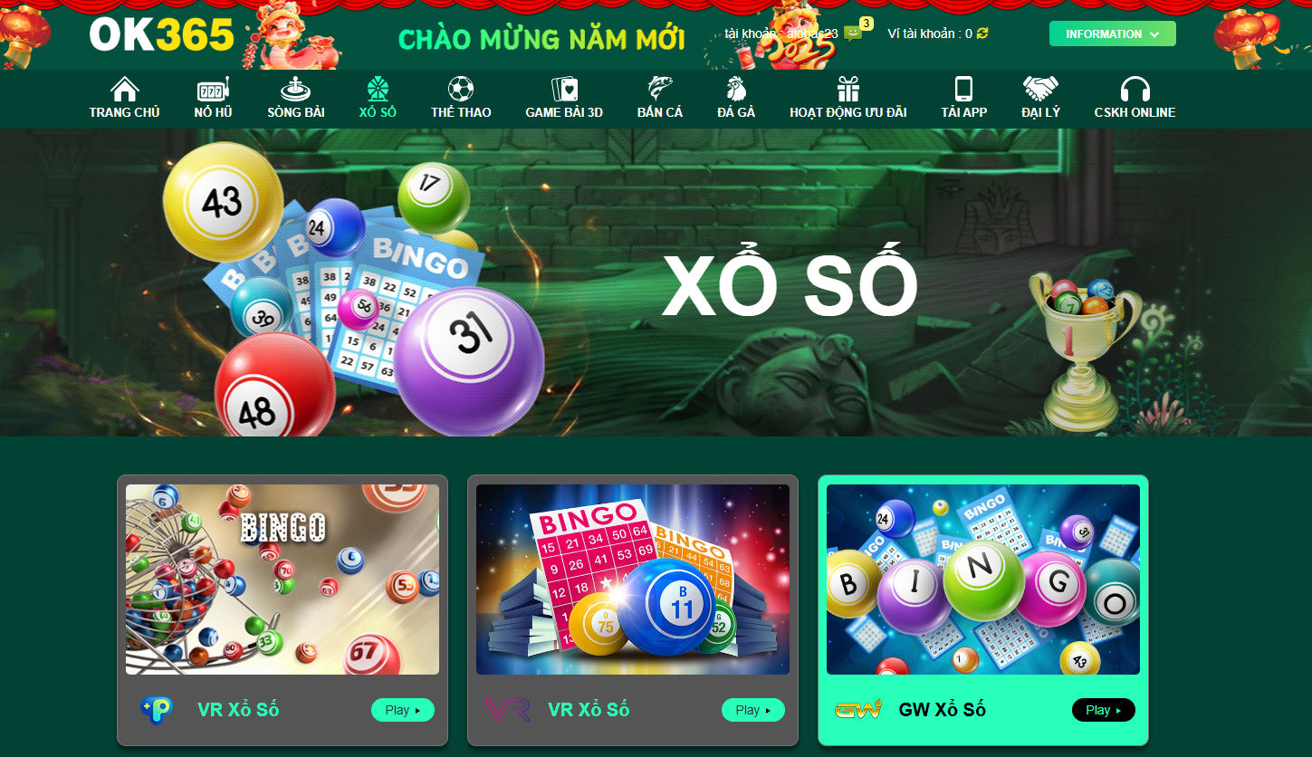 Giới thiệu sảnh cược xổ số OK365